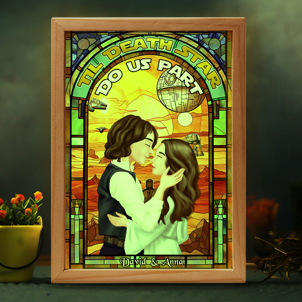 Personalized Kissing Couple Light Frame - Til Death Star Light Picture Frame PopCulturePrints