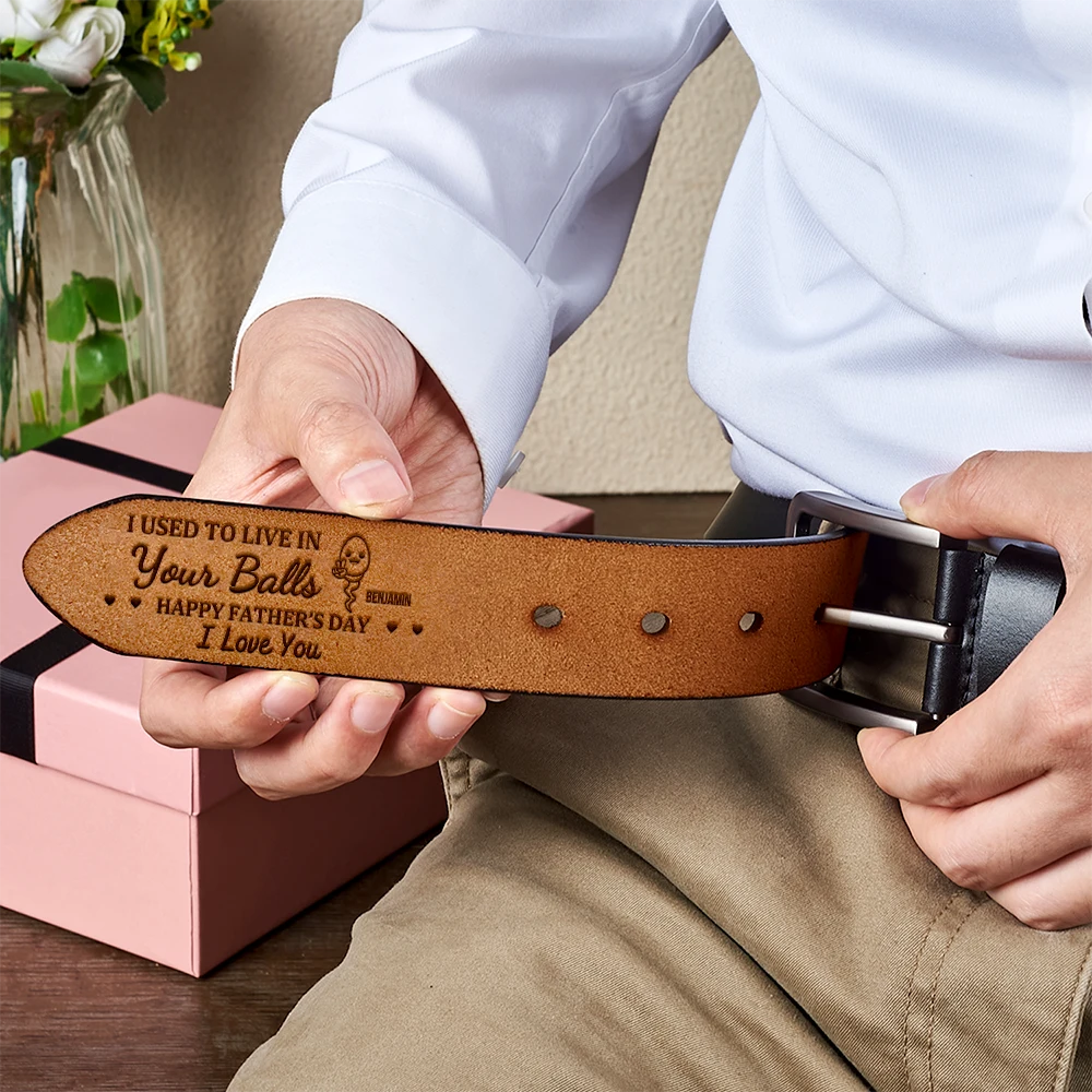 We Used To Live In Your Balls - Personalized Engraved Leather Belt Engraved Leather Belt PopCulturePrints