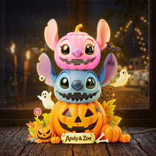 Load image into Gallery viewer, "Spooktacular Love Awaits!" - Personalized Spooky Alien Couple Light Box - Unique Gift for Couples Light Box PopCulturePrints
