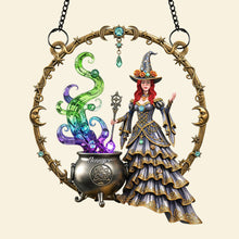 Load image into Gallery viewer, &quot;The Magic Awaits: Enchanting Mystic Witch Suncatcher Ornament&quot; - Personalized Gift for Witch Lovers Ornament PopCulturePrints
