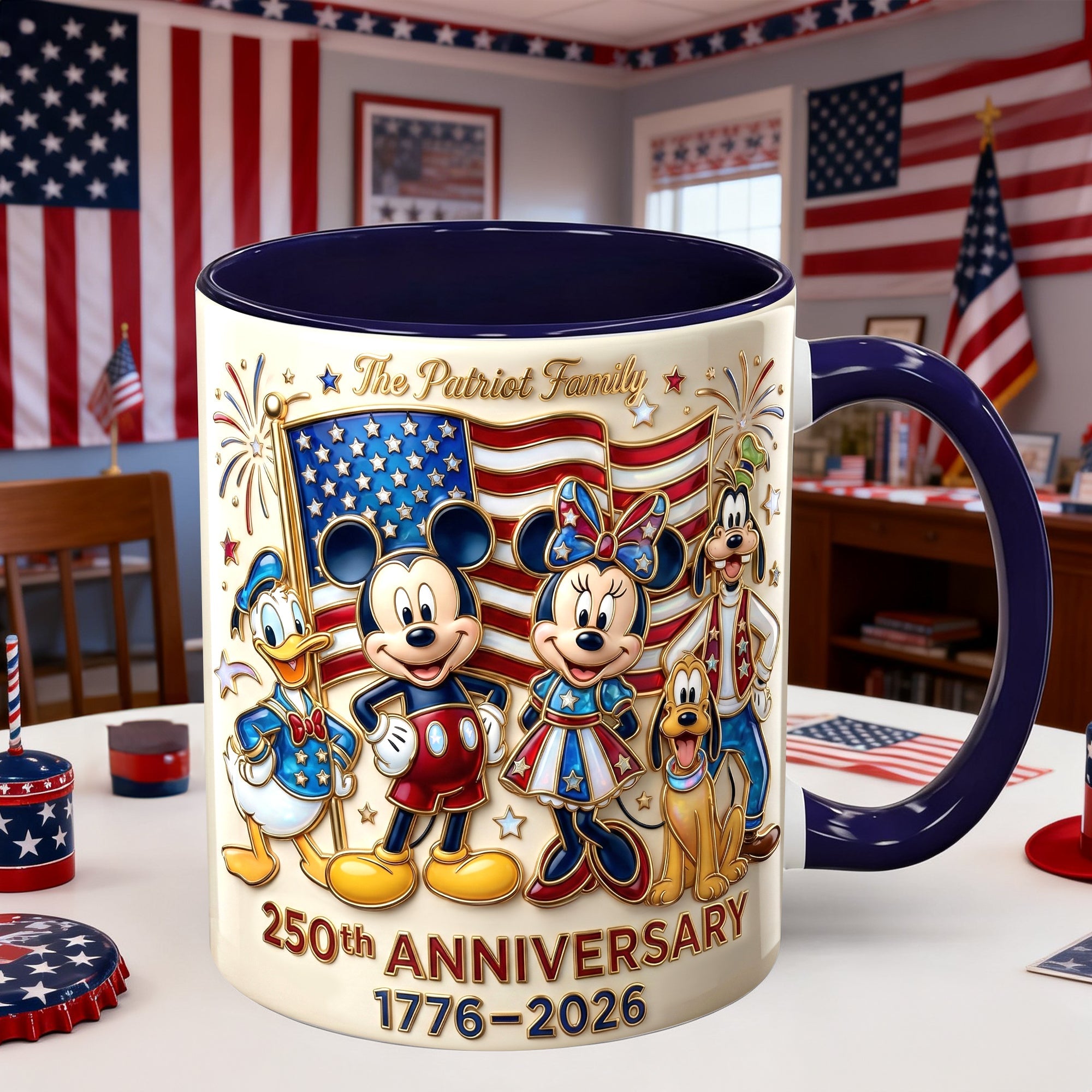 Celebrate 250 Years of Joy with Mickey & Friends - USA Anniversary Accent Mug - Personalized Gift for Any Occasion