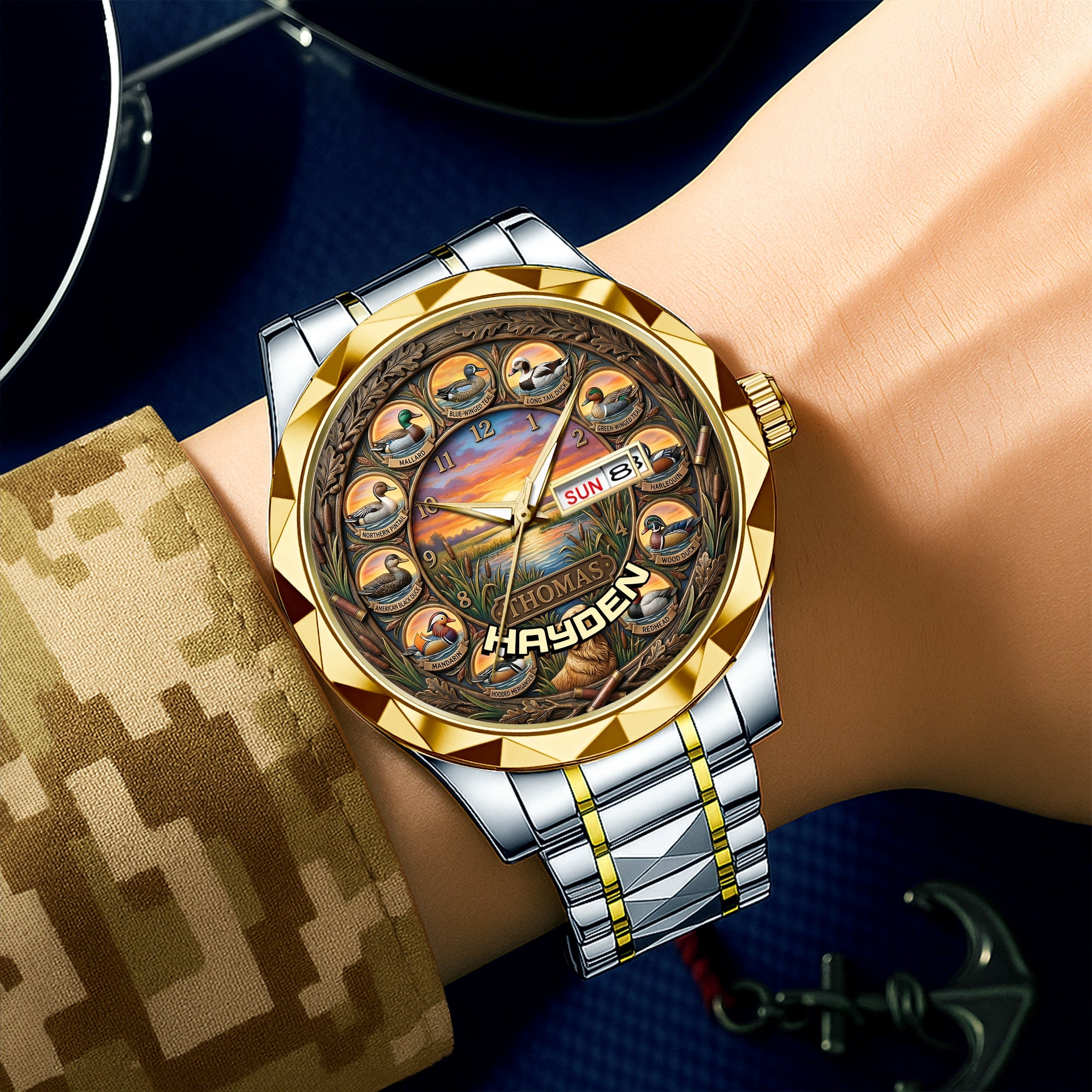 "For the Love of the Hunt: A Unique Timepiece" - Waterfowl Duck Hunting Steel Men's Watch - Personalized Gift for Hunters Men's Watch PopCulturePrints