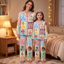Load image into Gallery viewer, Dreamy Childhood Princess Button Up Pajama Set - Personalized Gift for Kids
