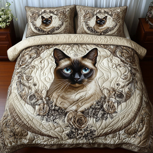 Siamese Cat Lovers Quilt Bedding Set - Purrfect Gift for Cat Enthusiasts Blanket PopCulturePrints