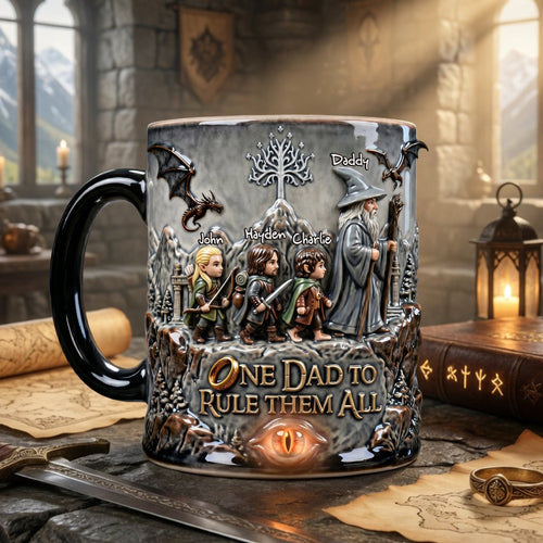 One Dad to Rule Them All - Personalized Magic Coffee Mug for Dad Coffee Mug PopCulturePrints