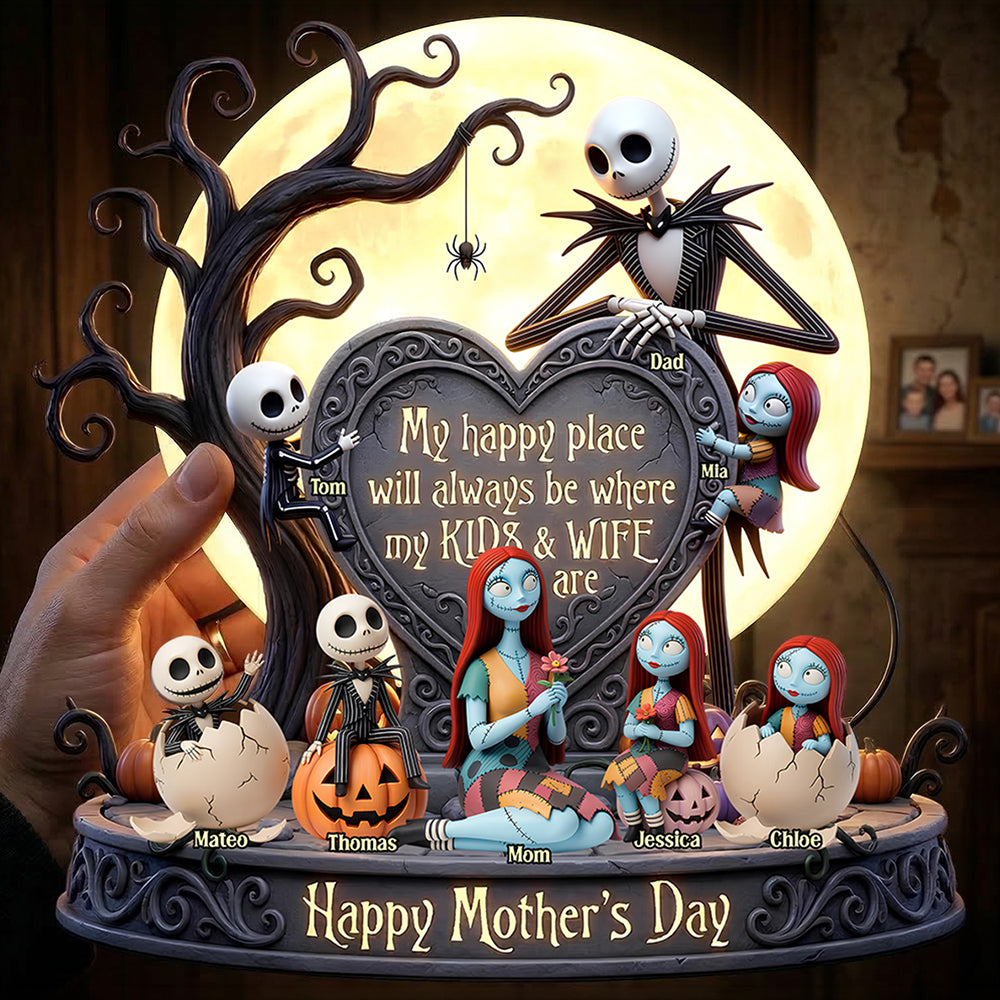 "My happy place will always be where my kids & wife are" - Best Mom Ever Acrylic Light Box - Personalized Gifts for Mother’s Day Light Box PopCulturePrints