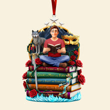 Load image into Gallery viewer, &quot;Embrace Your Literary World&quot; - Fantasy Reading Christmas Ornament - Personalized Gift for Book Lovers Ornament PopCulturePrints

