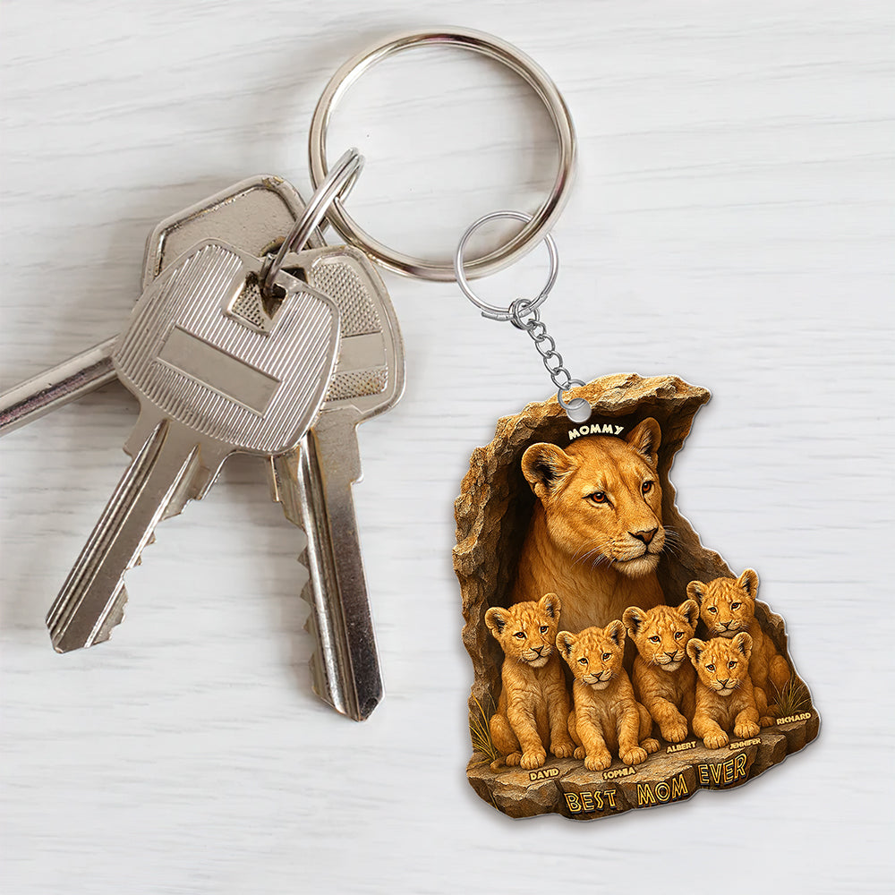 "Best Mom Ever with Her Cubs - Personalized Keychain for Mom" Keychains PopCulturePrints