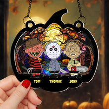 Load image into Gallery viewer, Personalized Horror Movie Icons Halloween Suncatcher Ornament
