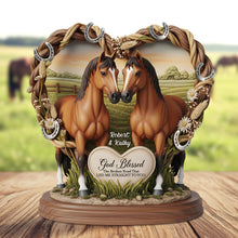 Load image into Gallery viewer, God Blessed - Custom Horse Couple Plaque - Personalized Gift for Couples Shaped Plaques PopCulturePrints
