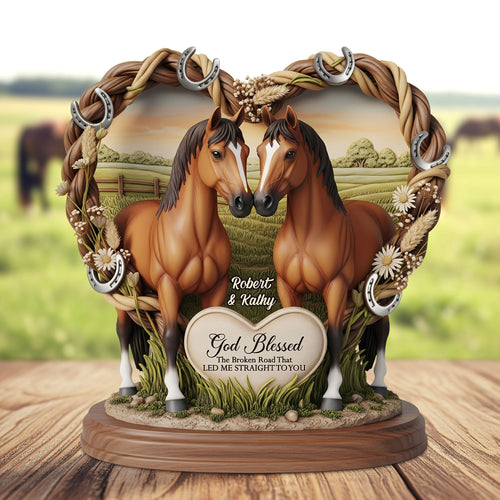God Blessed - Custom Horse Couple Plaque - Personalized Gift for Couples Shaped Plaques PopCulturePrints