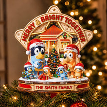 Load image into Gallery viewer, Merry &amp; Bright Together Christmas Tree Topper - Personalized Family Gift Ornament PopCulturePrints
