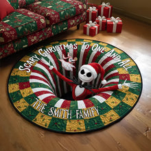 Load image into Gallery viewer, “Scary Christmas To One And All” - Personalized Haunted Holiday Family Round Mat - Custom Gifts for Family and Friends Doormat PopCulturePrints
