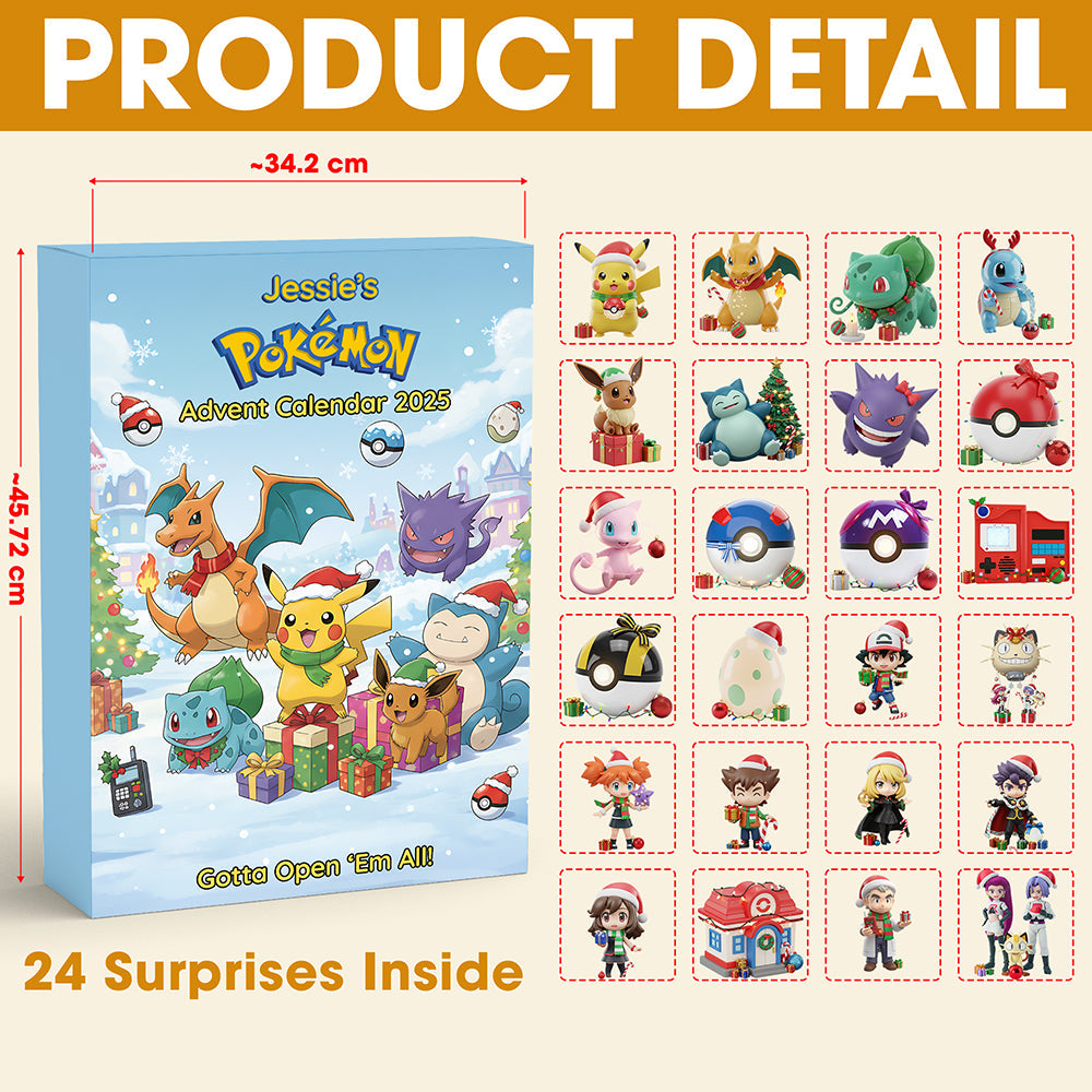 Gotta Open 'Em All! Cute Pokémon Advent Calendar - Custom Acrylic Blind Box - Personalized Gifts for Kids and Pokémon Fans Advent Calendar PopCulturePrints