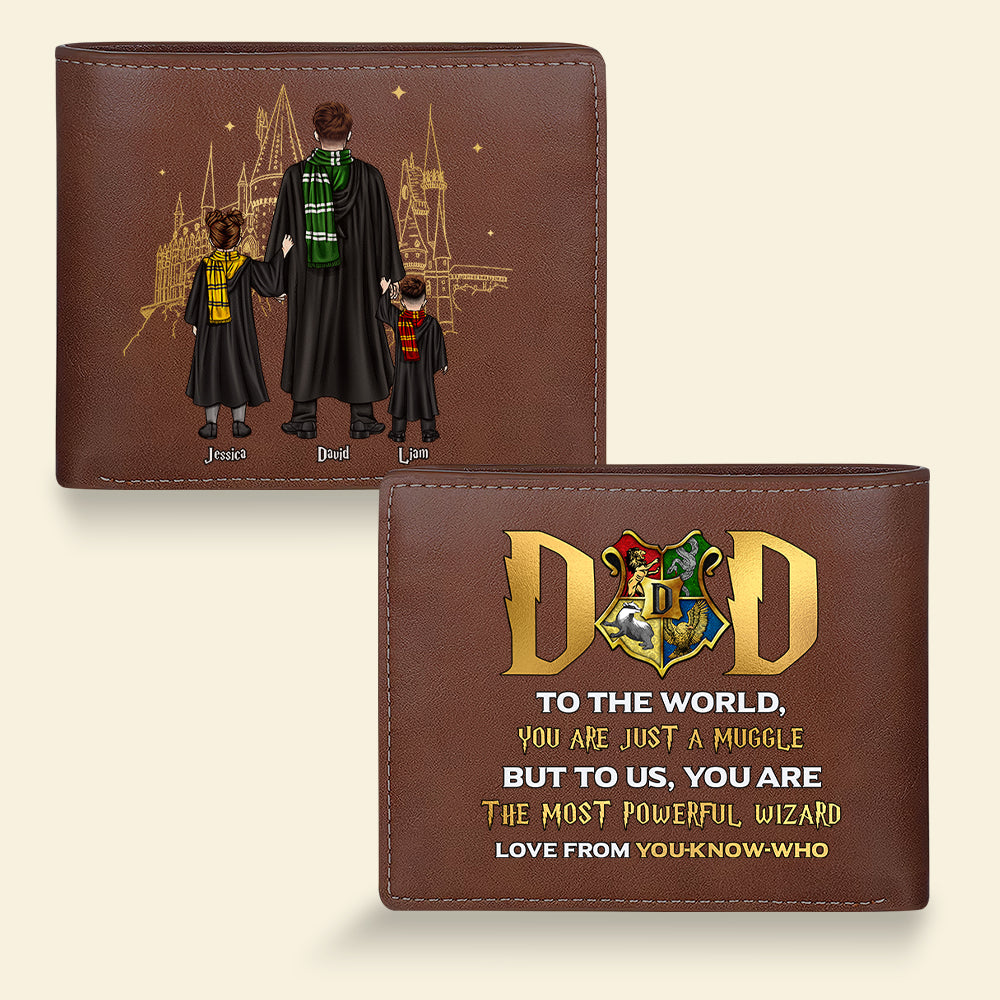 Personalized Family Wizard Wallet - Custom Name Magic Castle Design