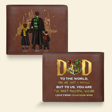 Load image into Gallery viewer, Personalized Family Wizard Wallet - Custom Name Magic Castle Design
