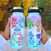 Load image into Gallery viewer, Personalized &#39;Mom Cares A Lot&#39; Water Bottle with Custom Names Water Bottles PopCulturePrints
