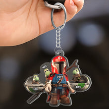 Load image into Gallery viewer, Personalized Dad Keychain - Star Hero Theme
