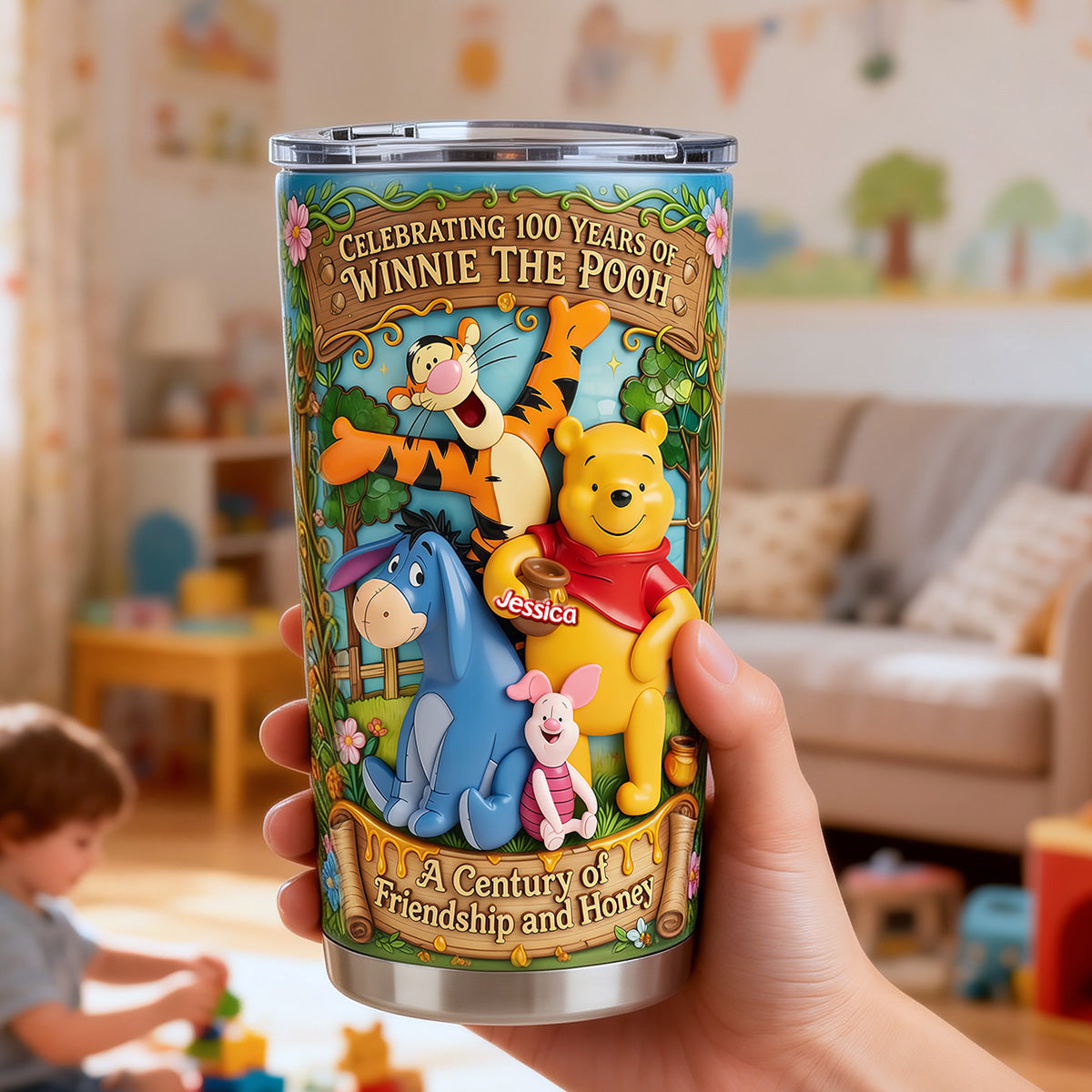 Celebrating 100 Years of Winnie the Pooh - Personalized Friends Tumbler Tumbler Cup PopCulturePrints