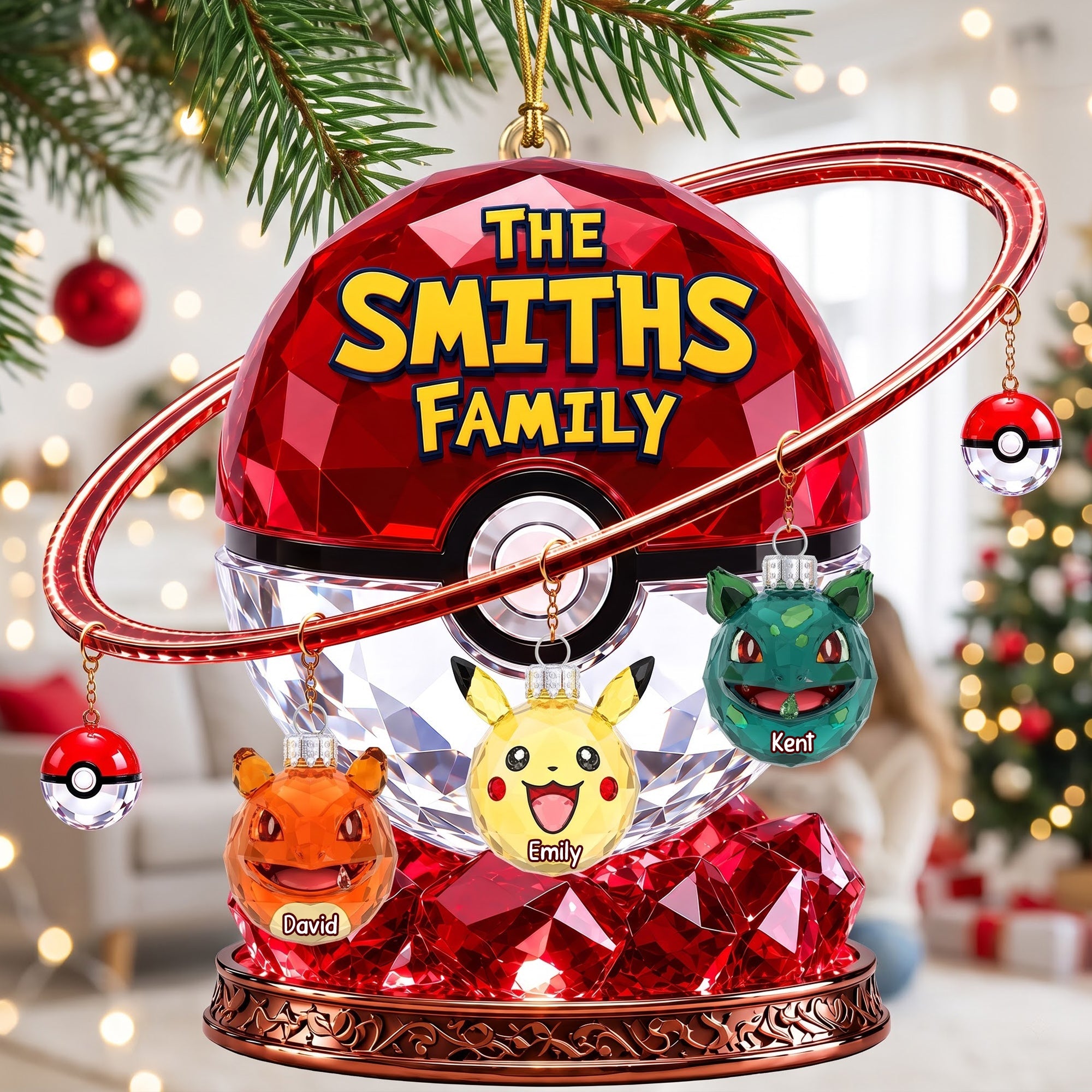 “Celebrate Family Togetherness” - Personalized Creature Family Christmas Ornament