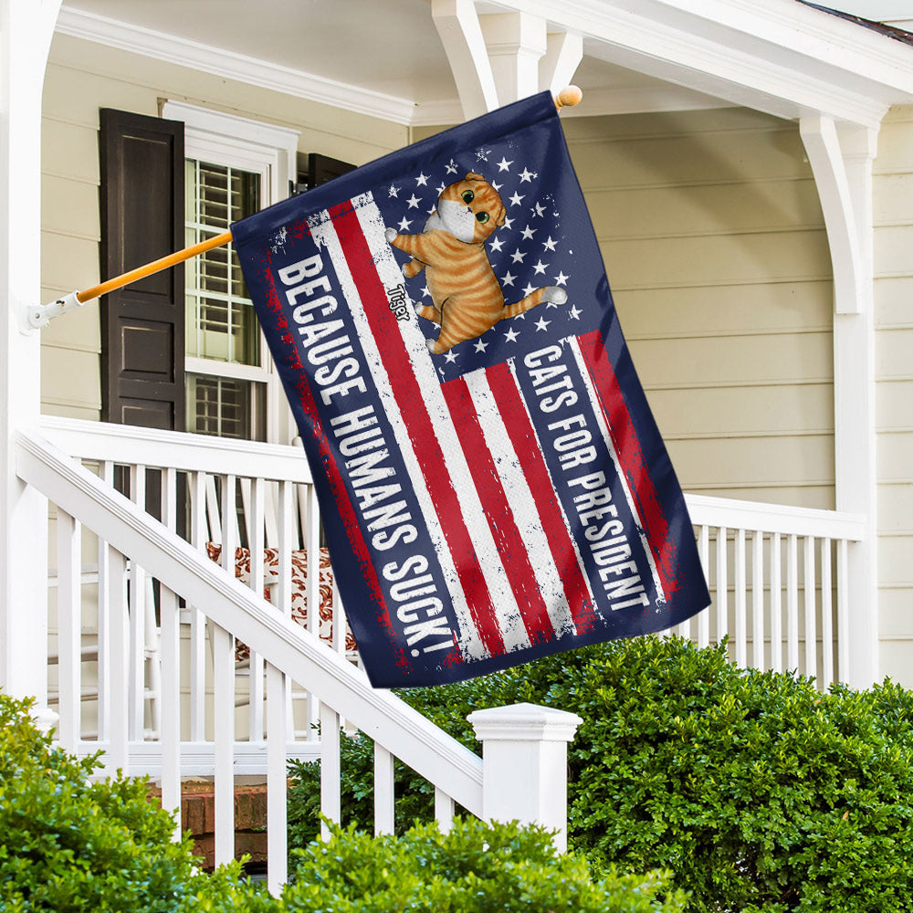 Personalized Cat Lovers House Flag - Funny 'Cats for President' 2024 Election Theme