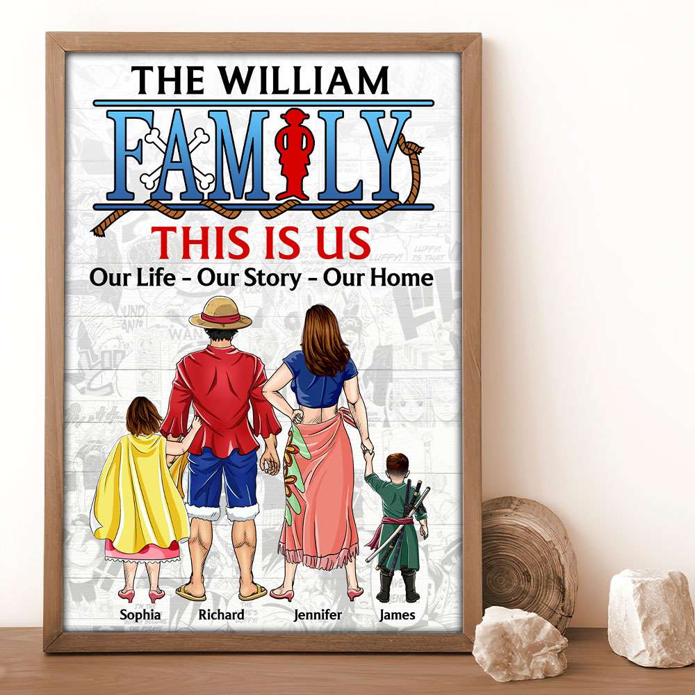 Personalized Family Canvas Print - Custom Cartoon Theme Art