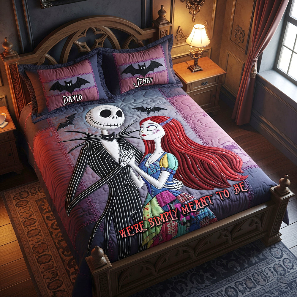From Our First Kiss Till Our Last Breath - Enthusiastic Halloween Couple Quilt Bed Set, Personalized Gifts for Couples Bedding Set PopCulturePrints