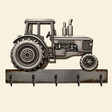 Load image into Gallery viewer, “Drive into Style” - Personalized Tractor Key Hanger - Perfect Gift for Tractor Lovers Wood Sign PopCulturePrints
