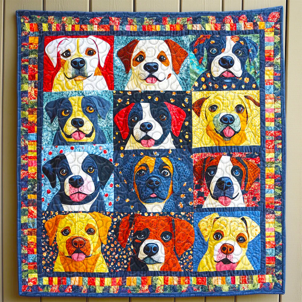 Colorful Boxers Dog Christmas Quilt Set for Dog Lovers