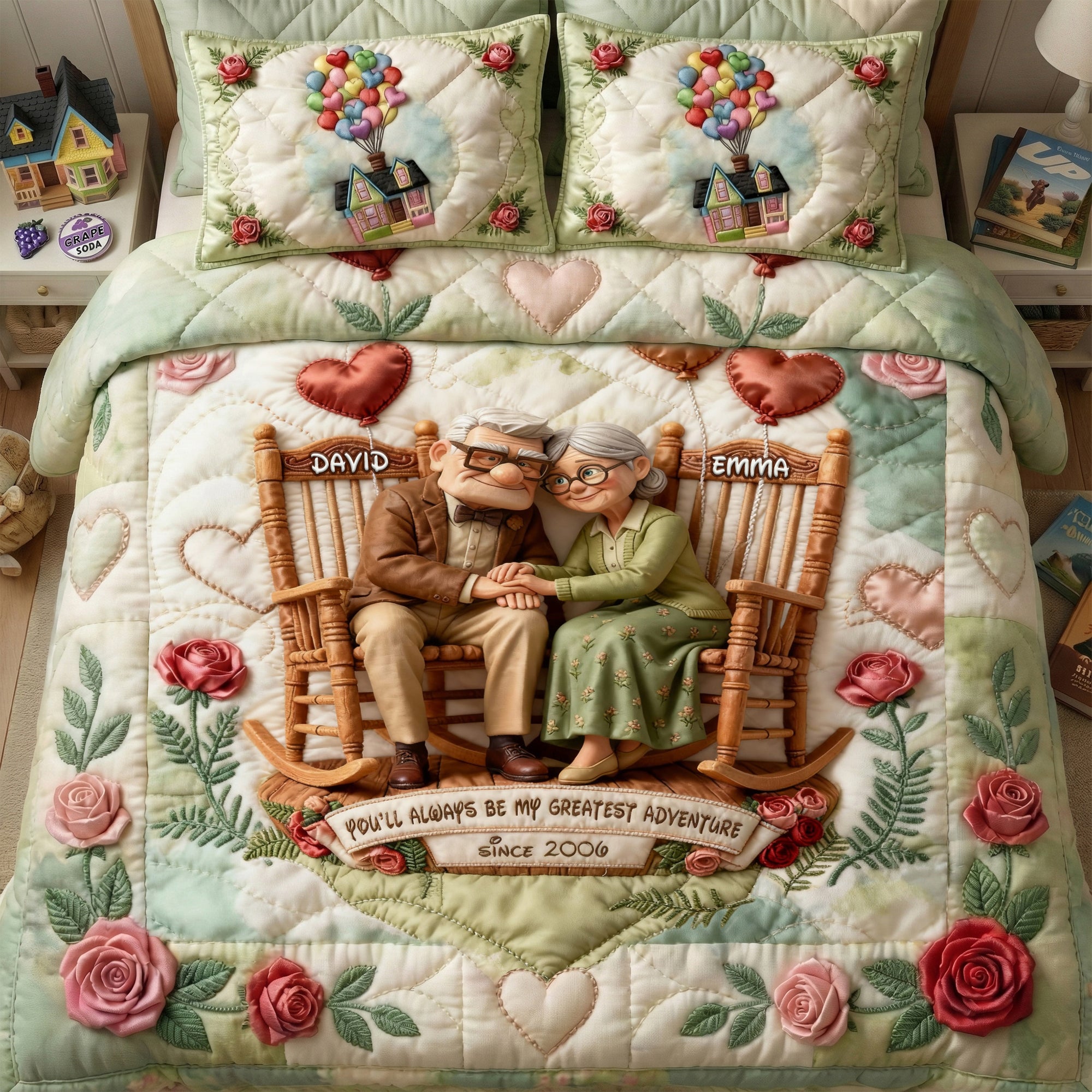 You'll Always Be My Greatest Adventure - Personalized Happy Grow Old Couple Quilt Bed Set Bedding Set PopCulturePrints