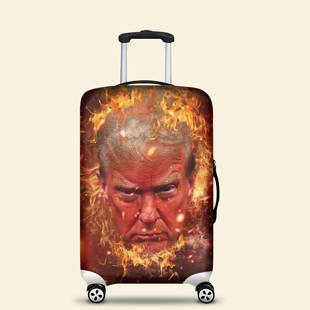 Fiery Presidential Face Luggage Cover - Trump Edition