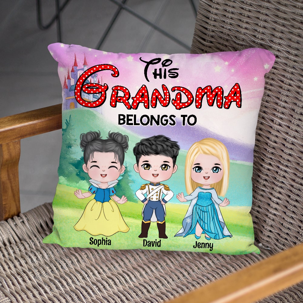 Personalized 'This Grandma Belongs To' Fairy Tale Square Pillow Pillow PopCulturePrints