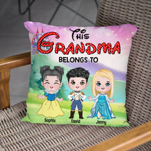 Load image into Gallery viewer, Personalized &#39;This Grandma Belongs To&#39; Fairy Tale Square Pillow Pillow PopCulturePrints
