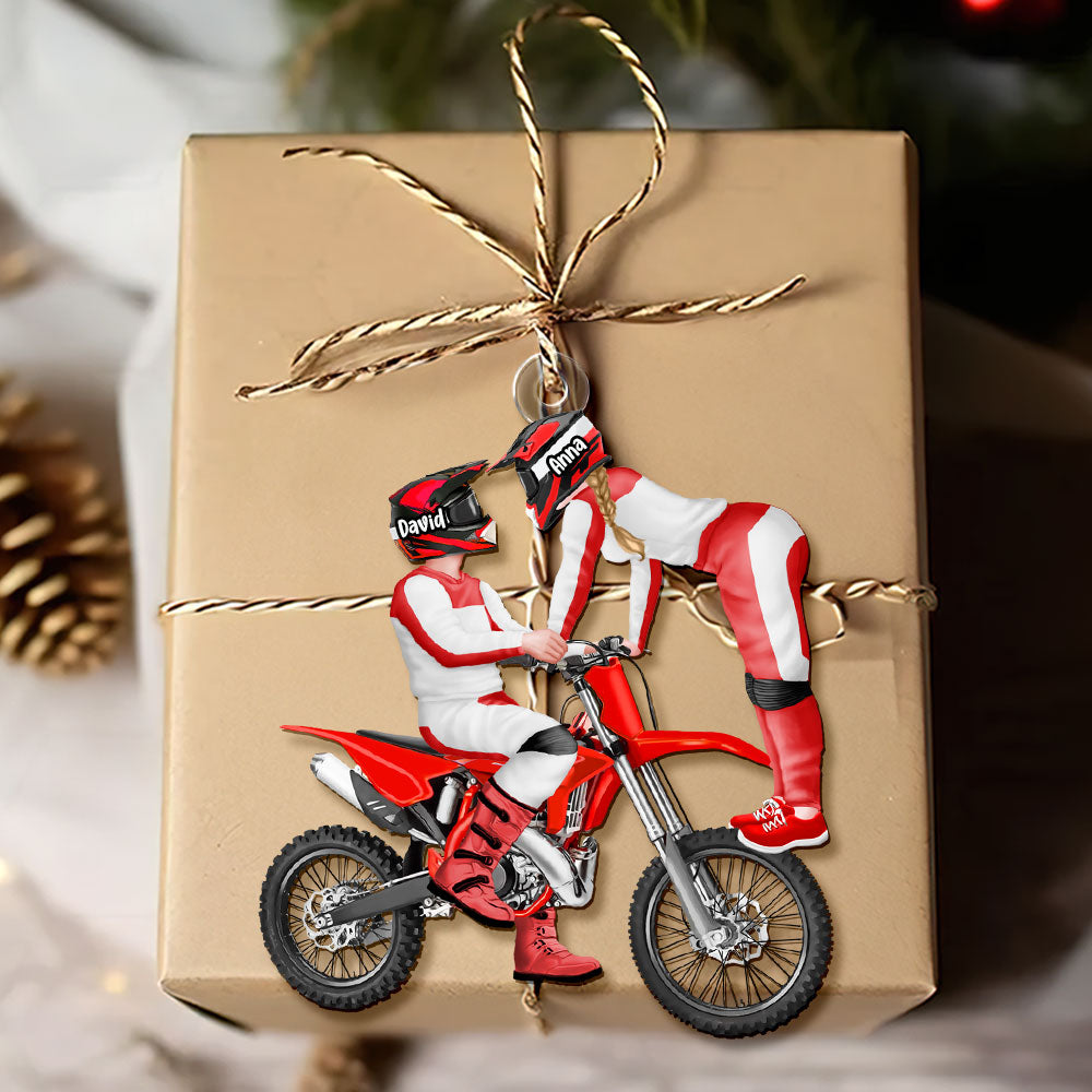 Personalized Motorcross Couple Christmas Ornament