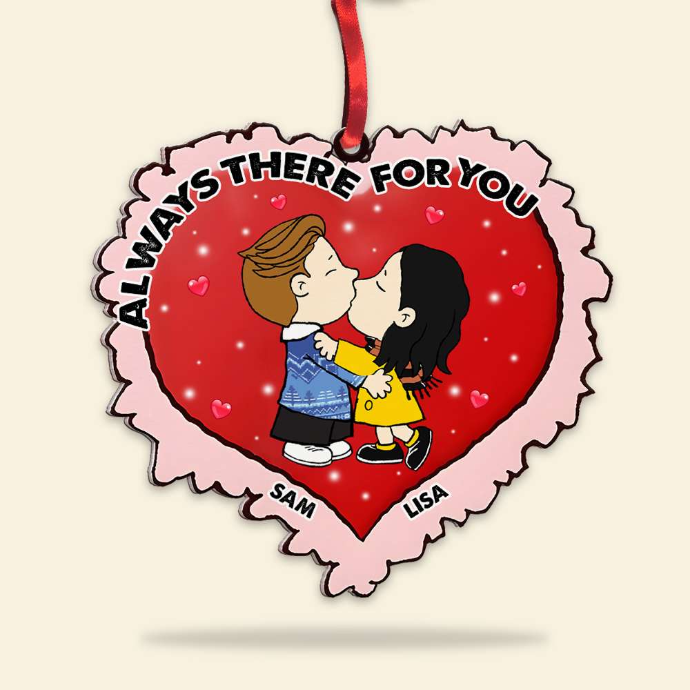 Personalized Couple Ornament - Acrylic Kissing Love Heart