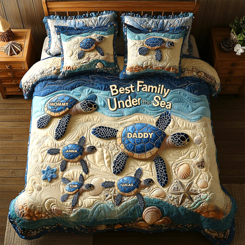 Best Family Under the Sea - Personalized Quilt Bedding Set Blanket PopCulturePrints