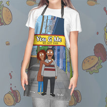 Load image into Gallery viewer, Personalized Cartoon Couple Apron - &#39;You &amp; Me, We Got This&#39; Aprons PopCulturePrints
