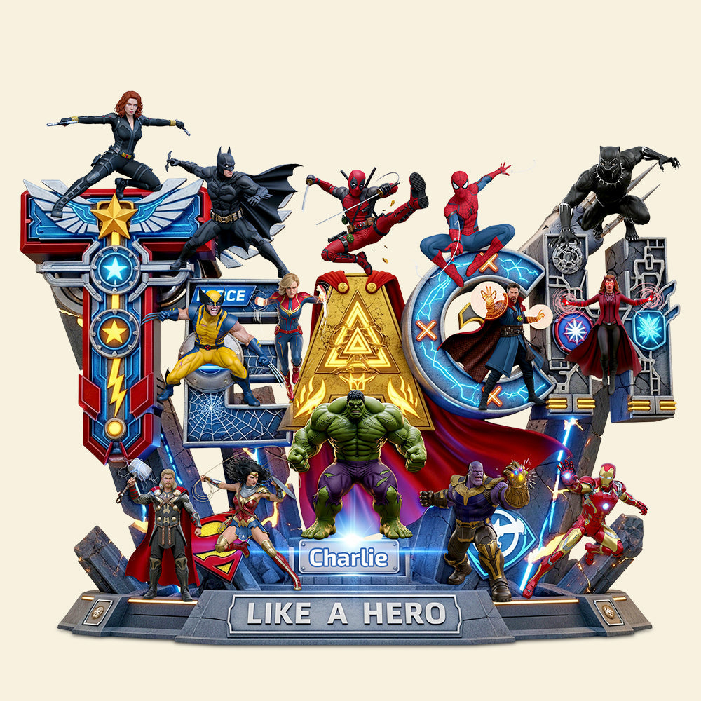 "Like a Hero" - Personalize Your Own Hero Teacher Acrylic Plaque - Perfect Gift for Fans Shaped Plaques PopCulturePrints