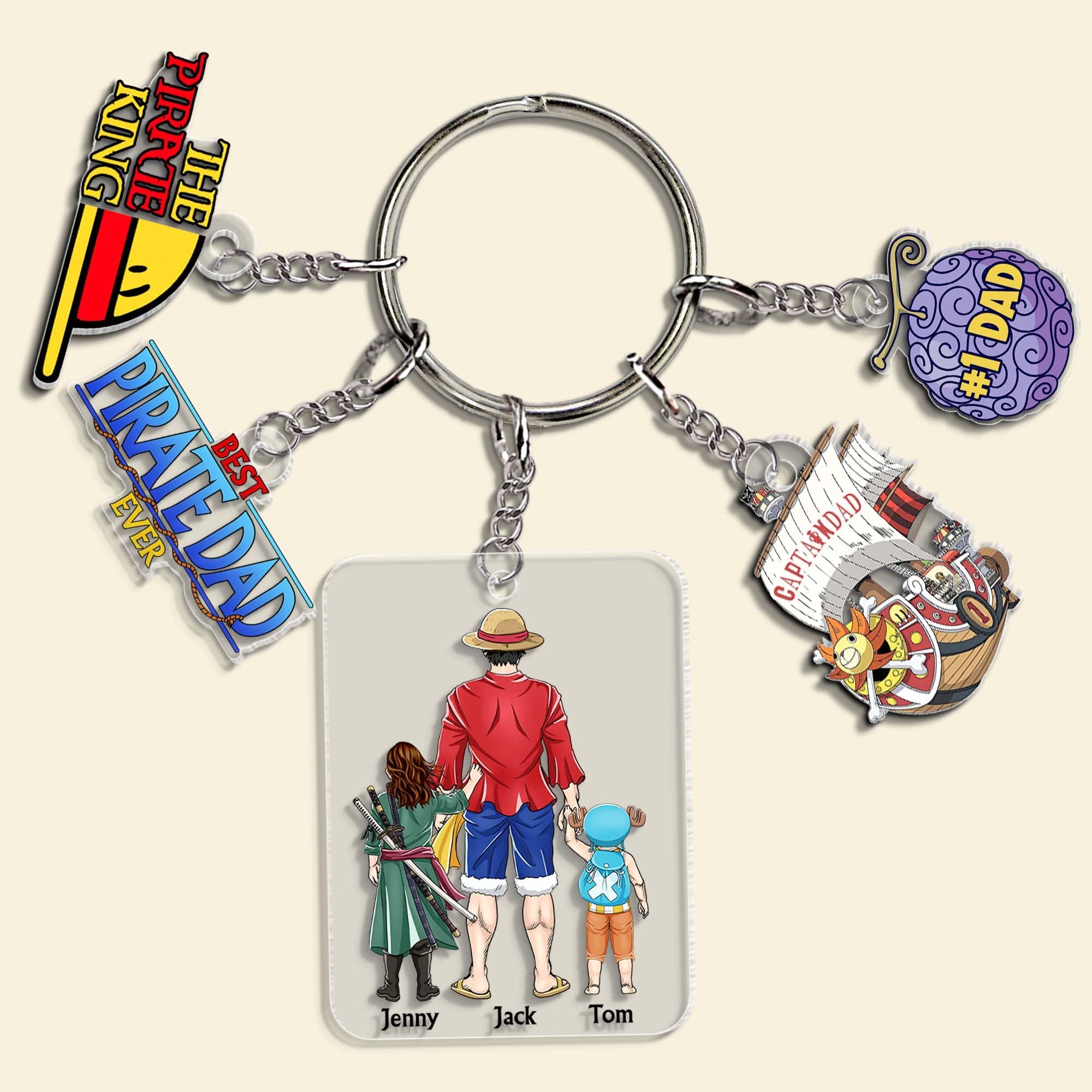 Personalized One Piece Dad Keychain - Father's Day Gift Keychains PopCulturePrints