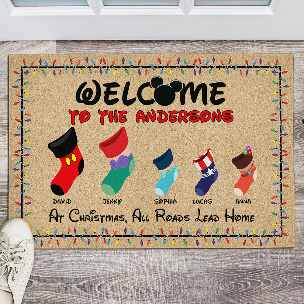 Personalized Family Christmas Stocking Doormat