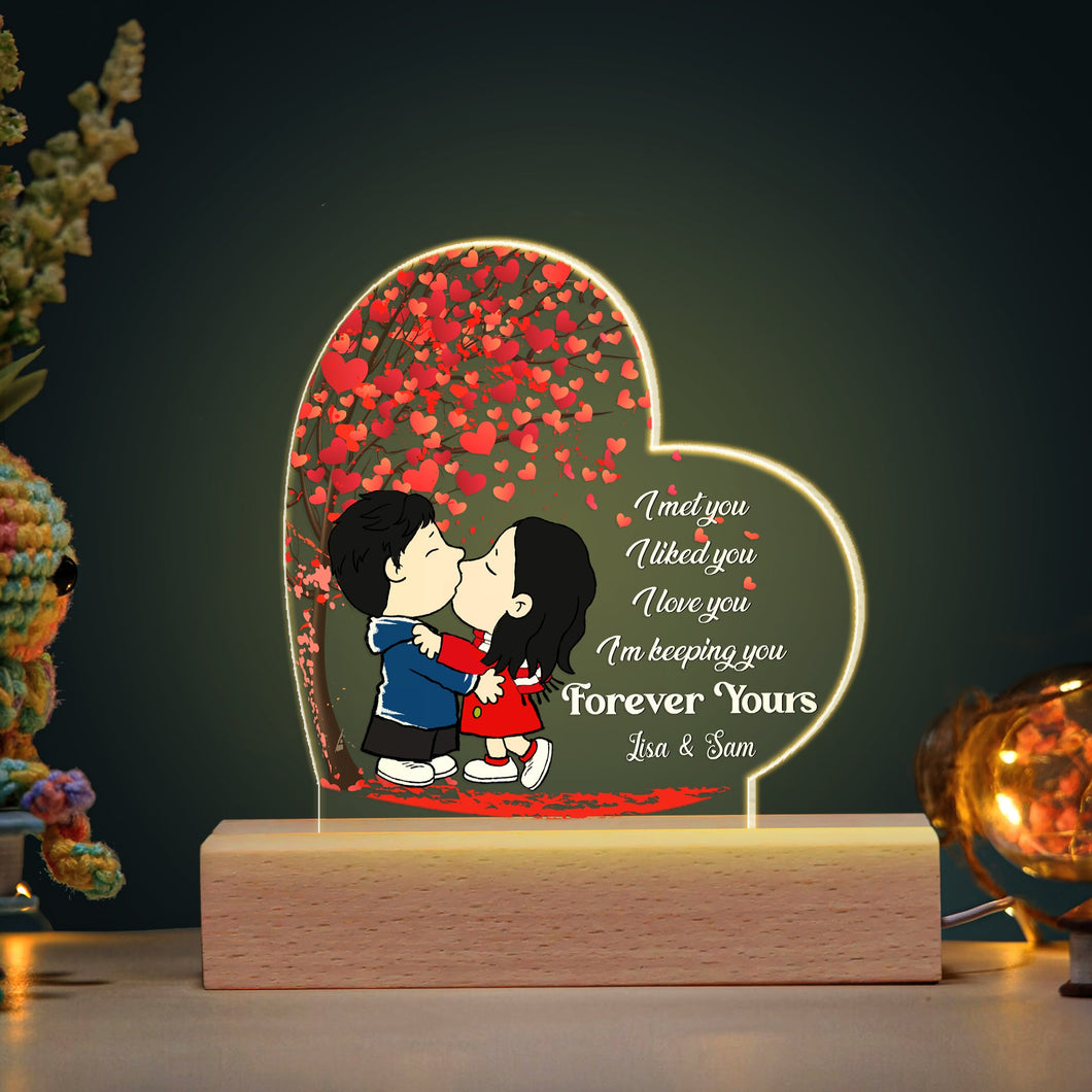 Personalized LED Light for Couples - Romantic Kissing Love Heart Tree