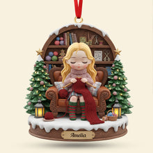 Load image into Gallery viewer, Knitting is Love - Personalized Knitting Girl Christmas Ornament Ornament PopCulturePrints
