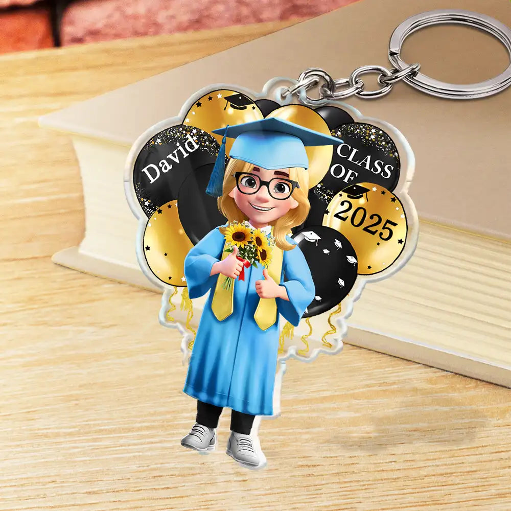 Celebrate Graduation with Joy - Personalized Acrylic Keychain Acrylic Keychain PopCulturePrints