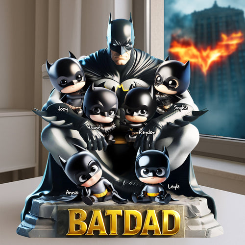 “A Hero’s Love: Celebrate Dad Like a Superhero” - Shadow Hero Dad Acrylic Plaque - Personalized Gift for Dad, Grandpa, and More Shaped Plaques PopCulturePrints