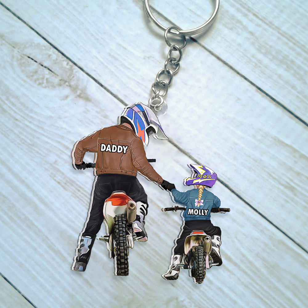 “Ride Together, Bond Forever” - Personalized Keychain for Dad and Kids - Perfect Gift for Father's Day Keychains PopCulturePrints