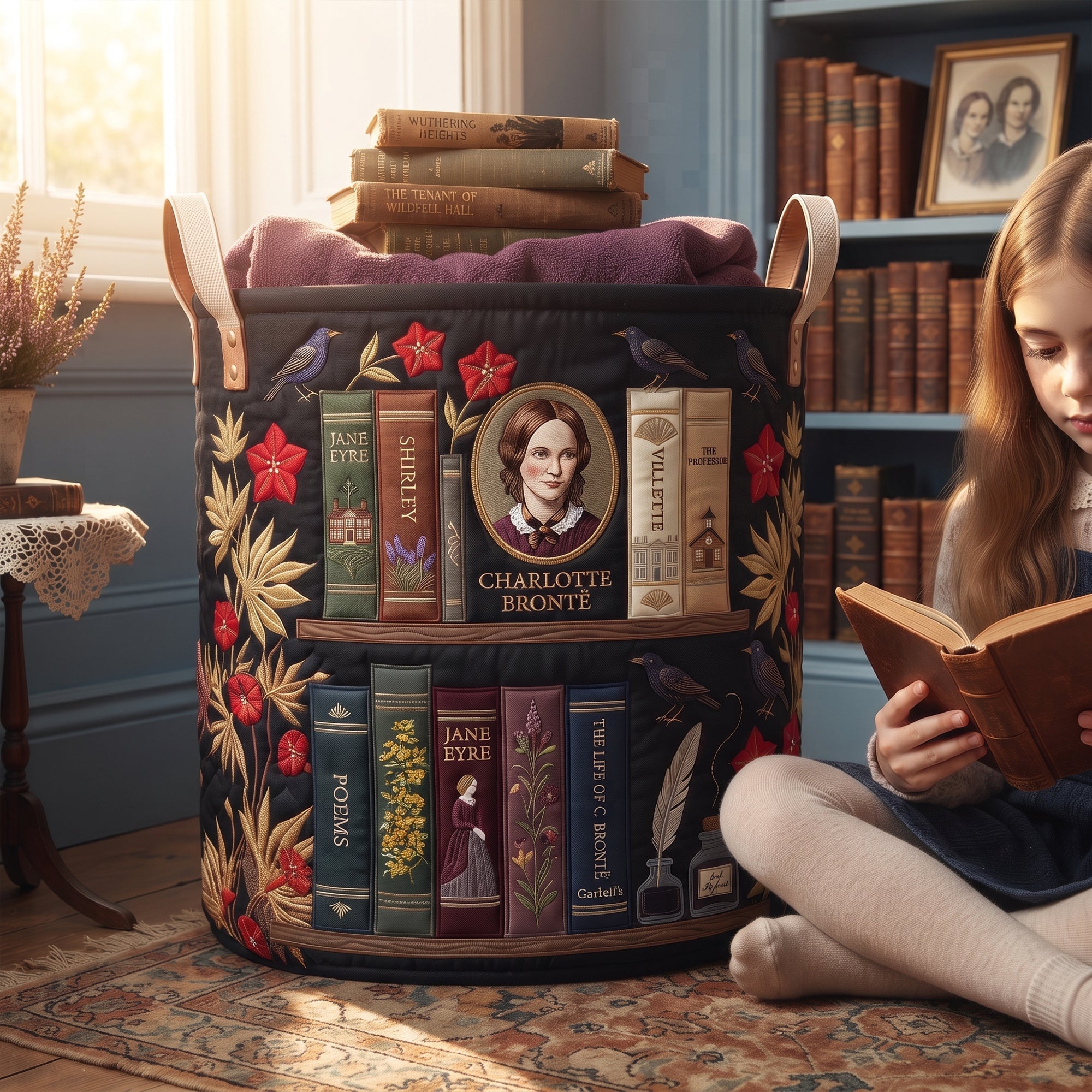 Victorian Literature Collection Quilted Laundry Basket - Personalized Gifts For Book Lovers 04qhlu130726 Laundry Basket PopCulturePrints