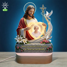 Load image into Gallery viewer, Forever in Our Hearts - Custom Photo Gift Featuring Jesus Led Light Led Night Light PopCulturePrints
