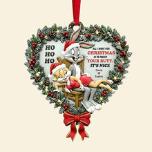 Load image into Gallery viewer, “All I Want for Christmas Is to Touch Your Butt” - Personalized Mischievous Rabbit Couple Christmas Ornament - Custom Gifts for Couples and Loved Ones Ornament PopCulturePrints
