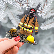Load image into Gallery viewer, Personalized Firefighter Christmas Ornament - Custom Name and Year Ornament PopCulturePrints
