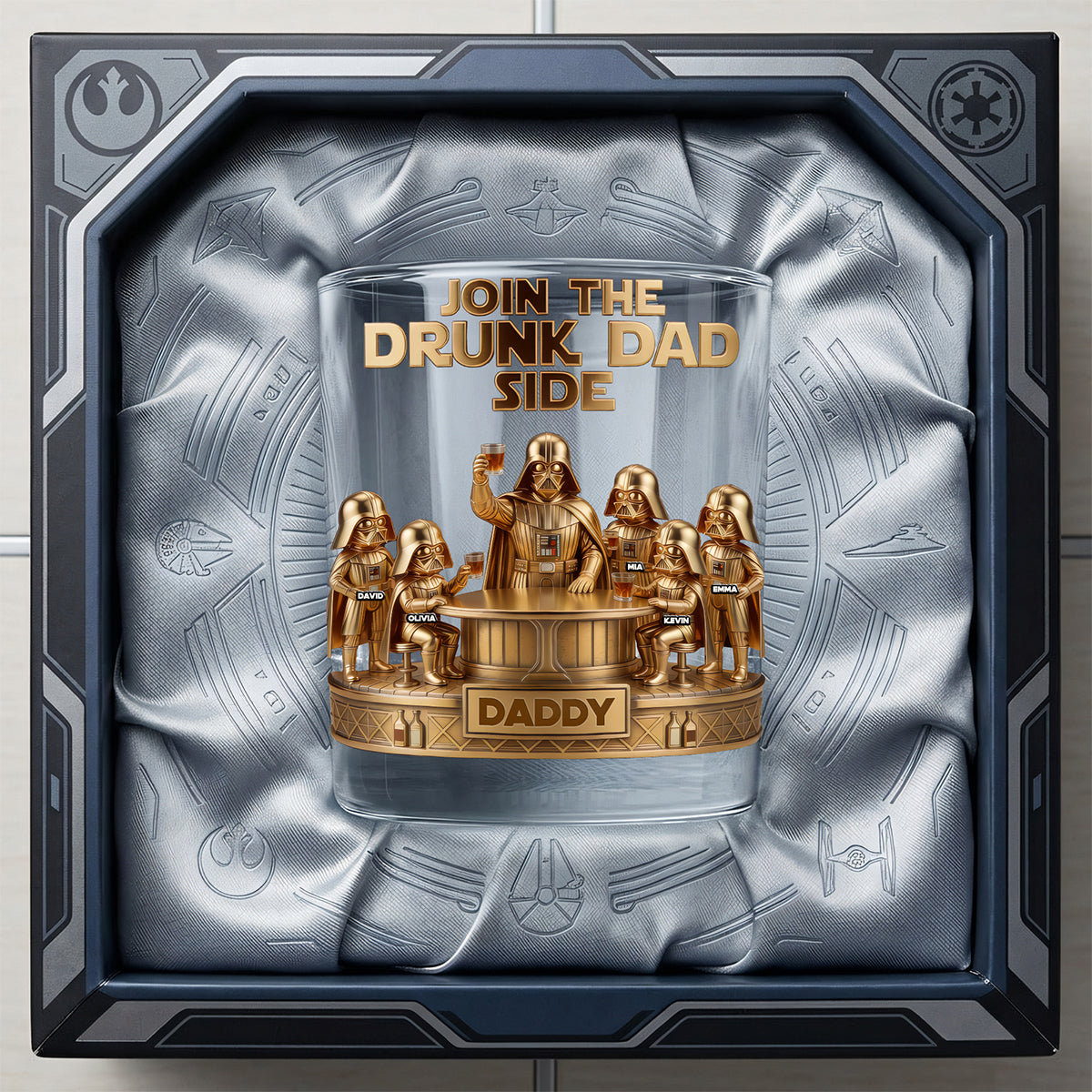 "Join the Drunk Dad Side" - Personalized Round Glass for Dad, Grandpa, and More Glass PopCulturePrints